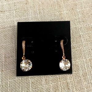 Dangling faux diamond and rose gold earrings